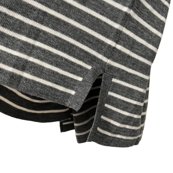 J Crew Merino Wool Gray White Striped Elbow Patch Tunic Sweater Size Large - Picture 6 of 6